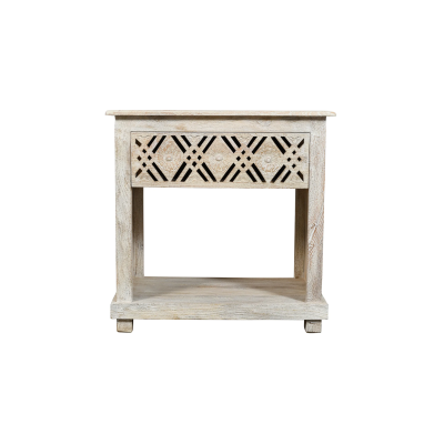 Manisa 1-Drawer Nightstand - Distressed White