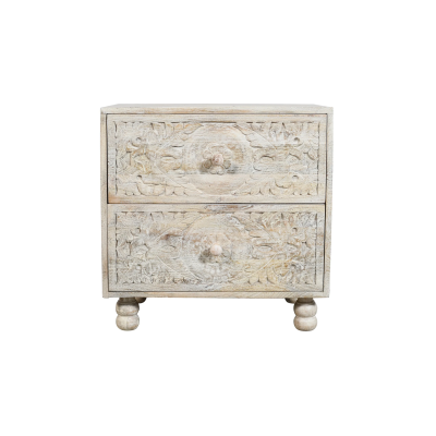 Corum 2-Drawer Nightstand - Distressed White