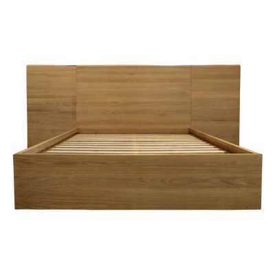 Riviera Oak Wood Queen Bed with Wings - Natural