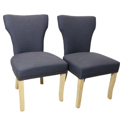 Howell Linen Side Chair 2-Piece Set - Blue