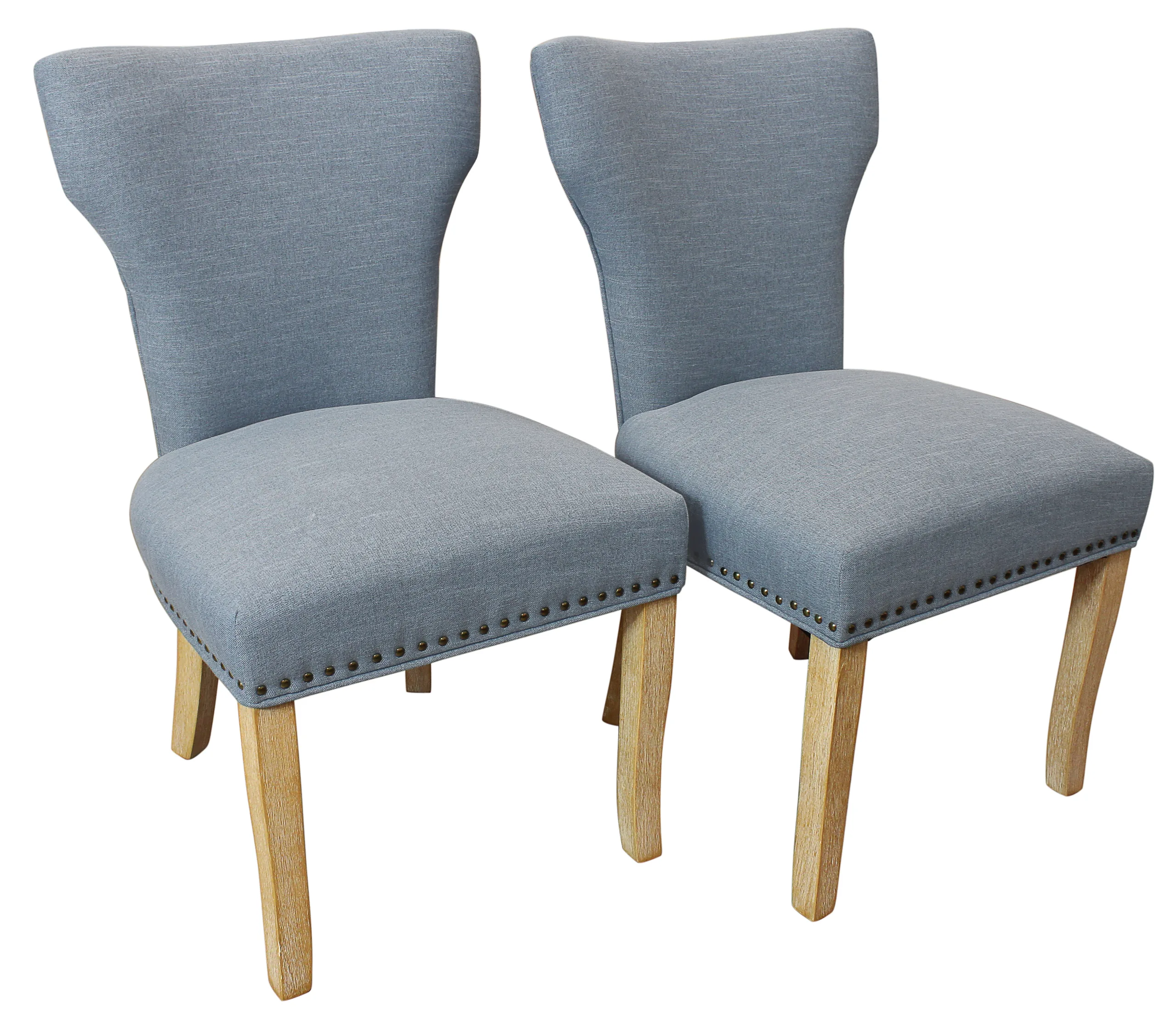 Howell Linen Side Chair 2-Piece Set - Denim Blue