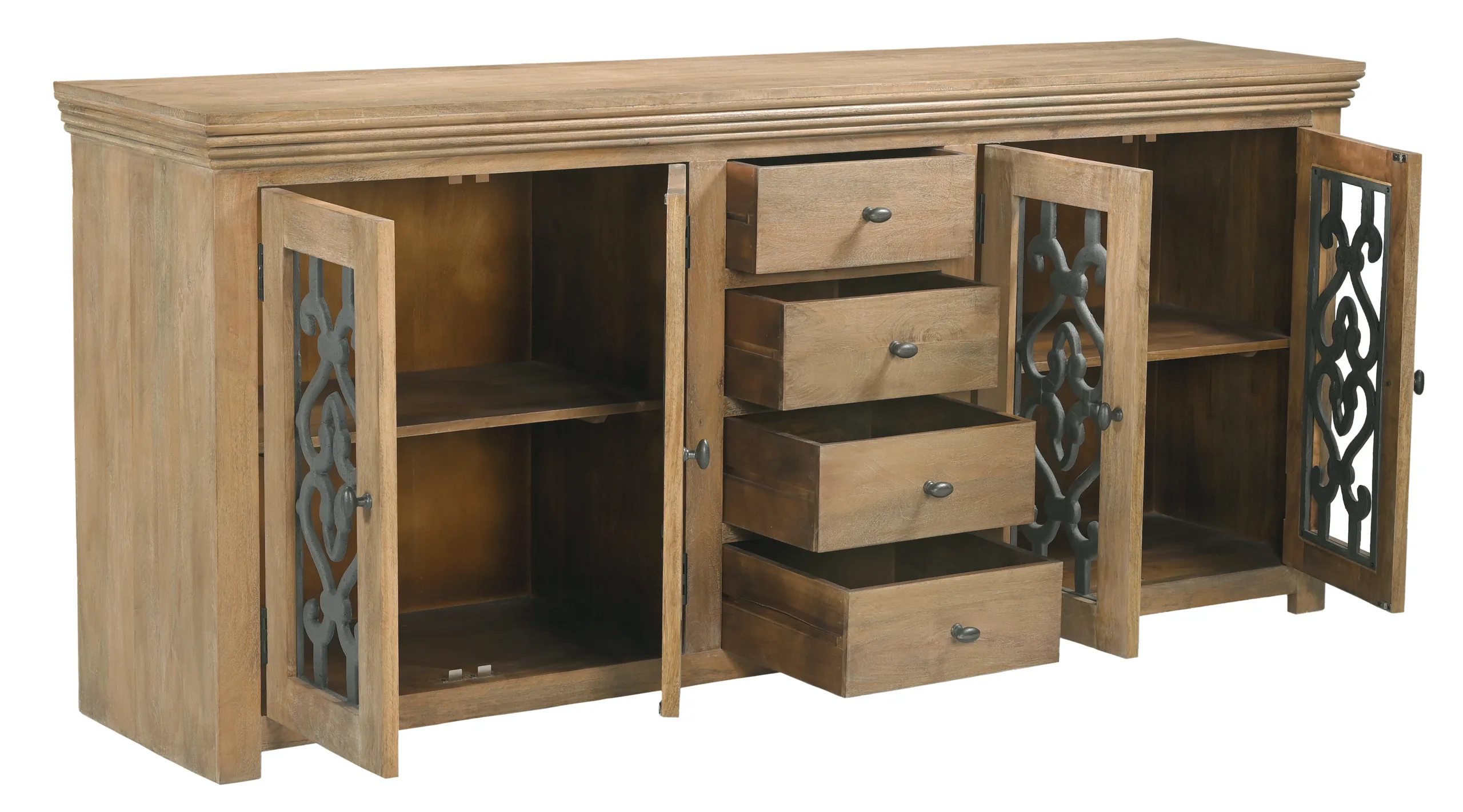 Haig 4-Door 4-Drawer Sideboard - Distressed Natural - Image 4