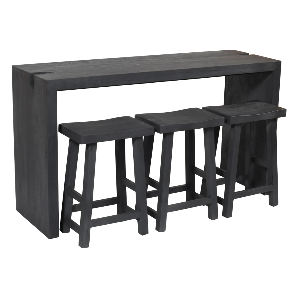 Archibald Counter Table 4-Piece Set - Graphite Black 