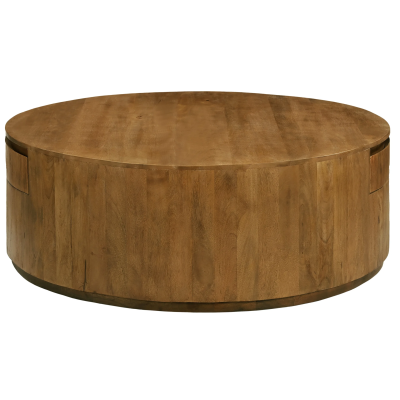 Sedona 2-Drawer Round Cocktail Table - Spice Tan