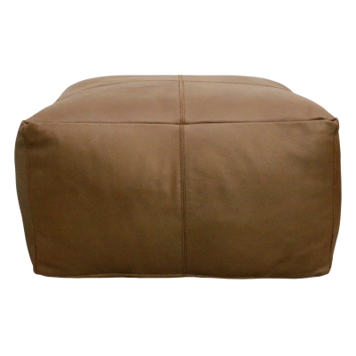 Batton Leather Pouf - Dark Brown