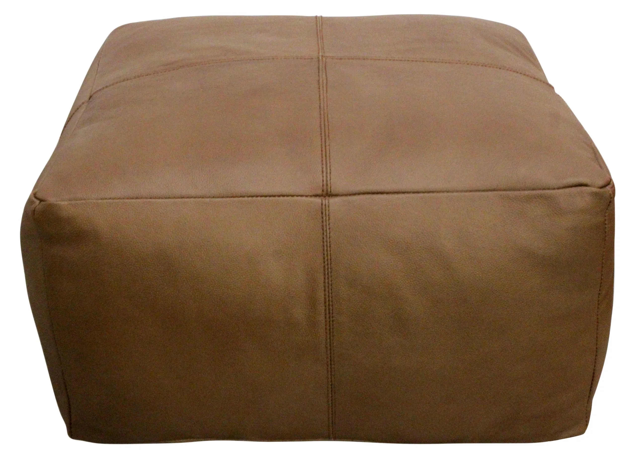 Batton Leather Pouf - Dark Brown - Image 2