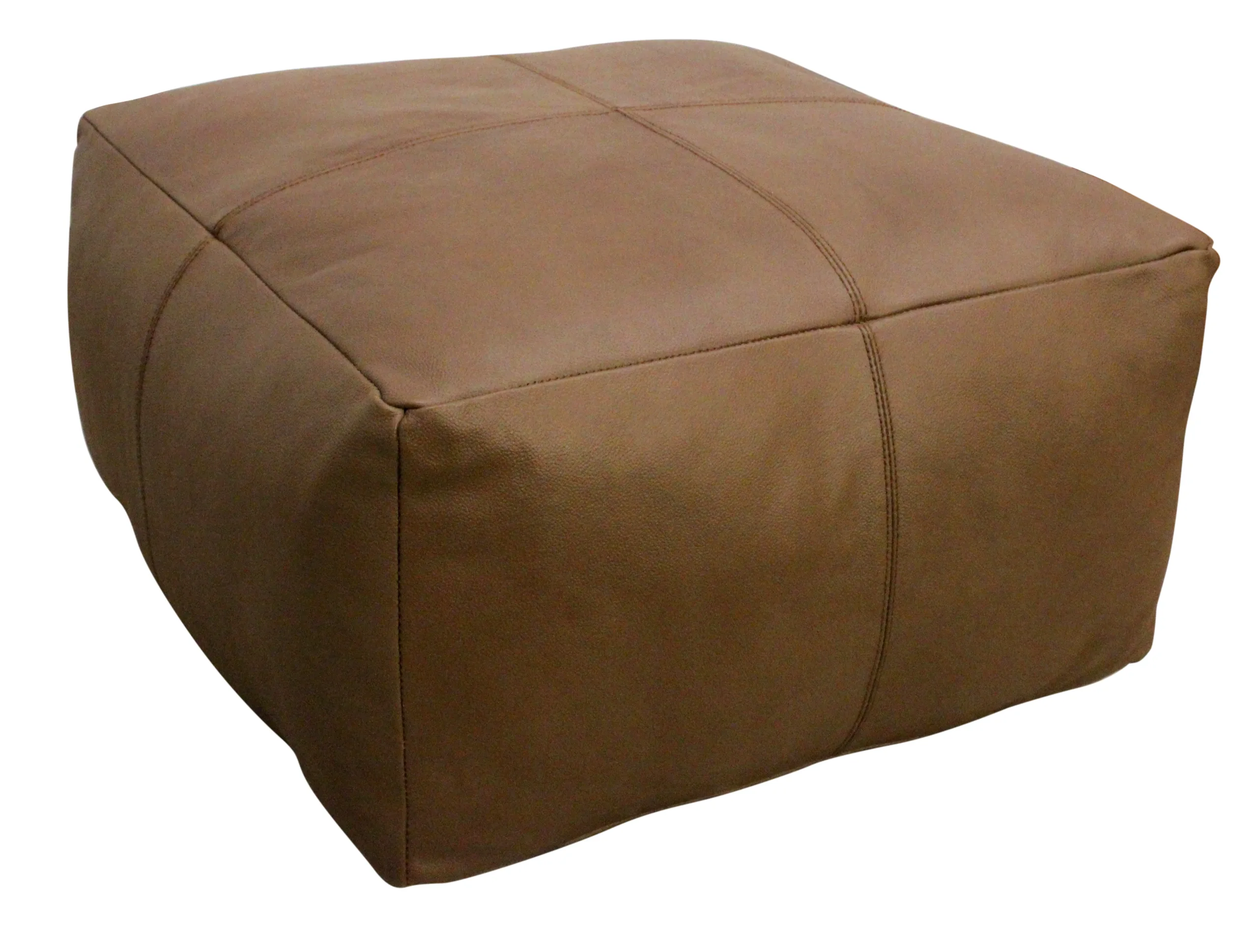 Batton Leather Pouf - Dark Brown - Image 3