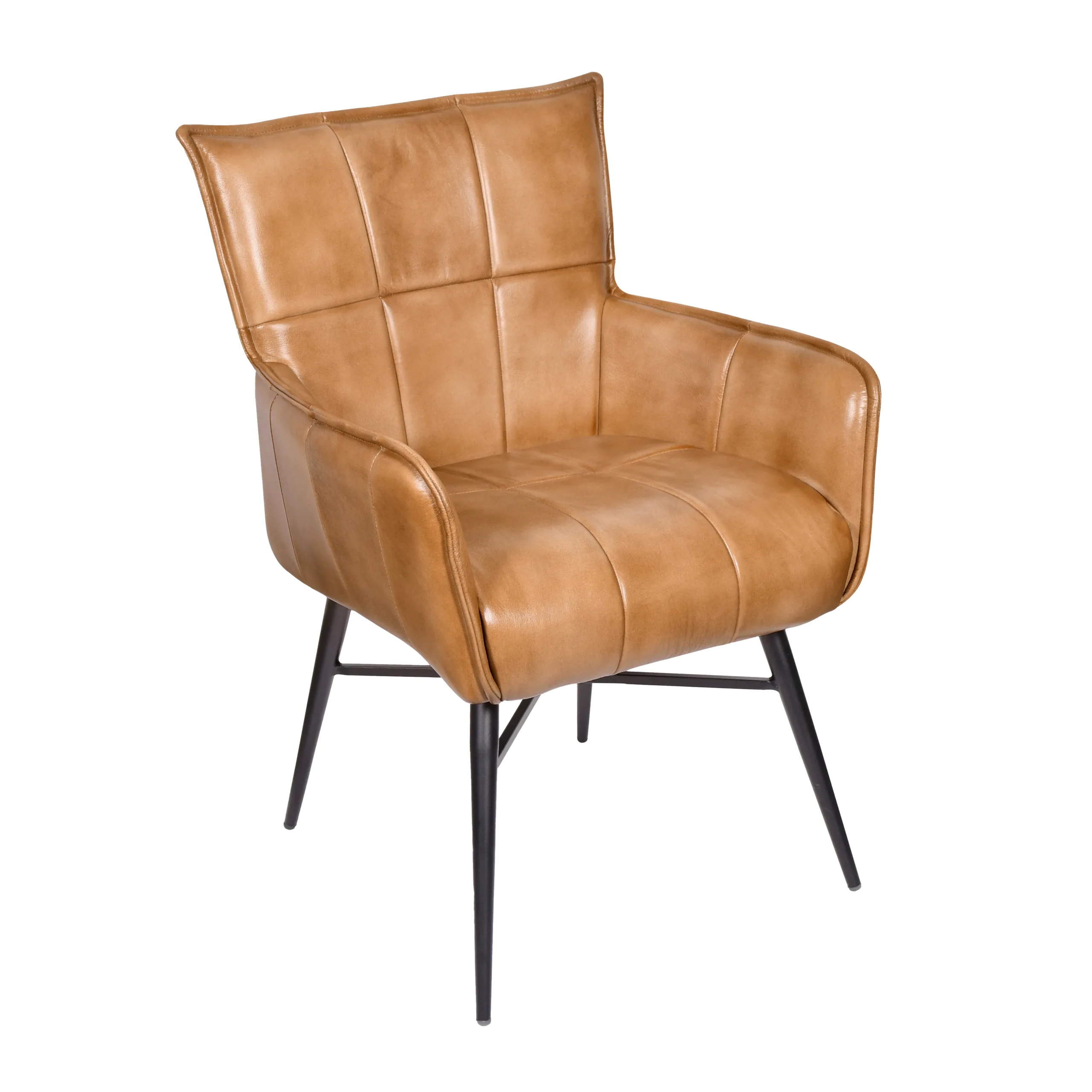 Gordon Leather Arm Chair - Caramel
