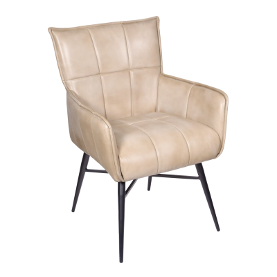 Gordon Leather Arm Chair - Stone