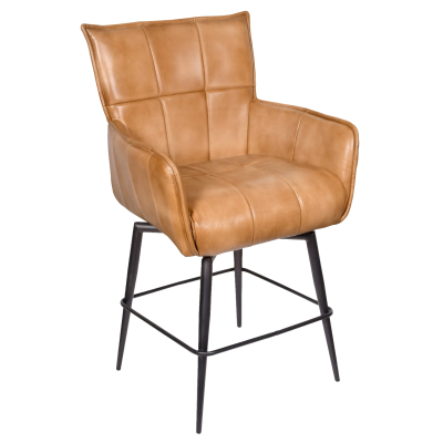 Gordon Leather Swivel Counter Stool - Caramel