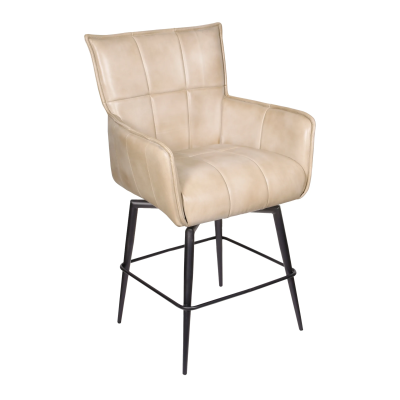 Gordon Leather Swivel Counter Stool - Stone
