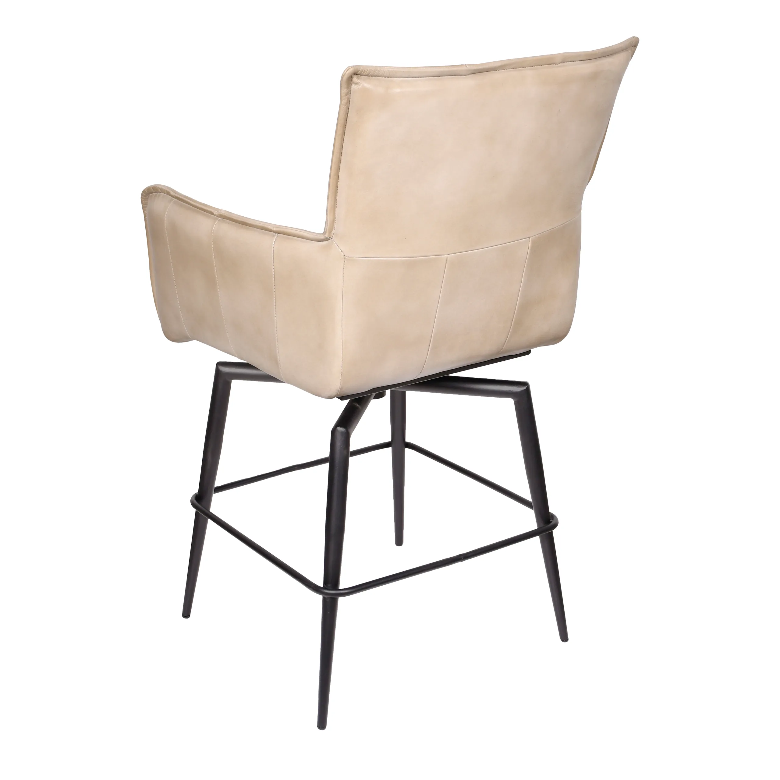 Gordon Leather Swivel Counter Stool - Stone - Image 3