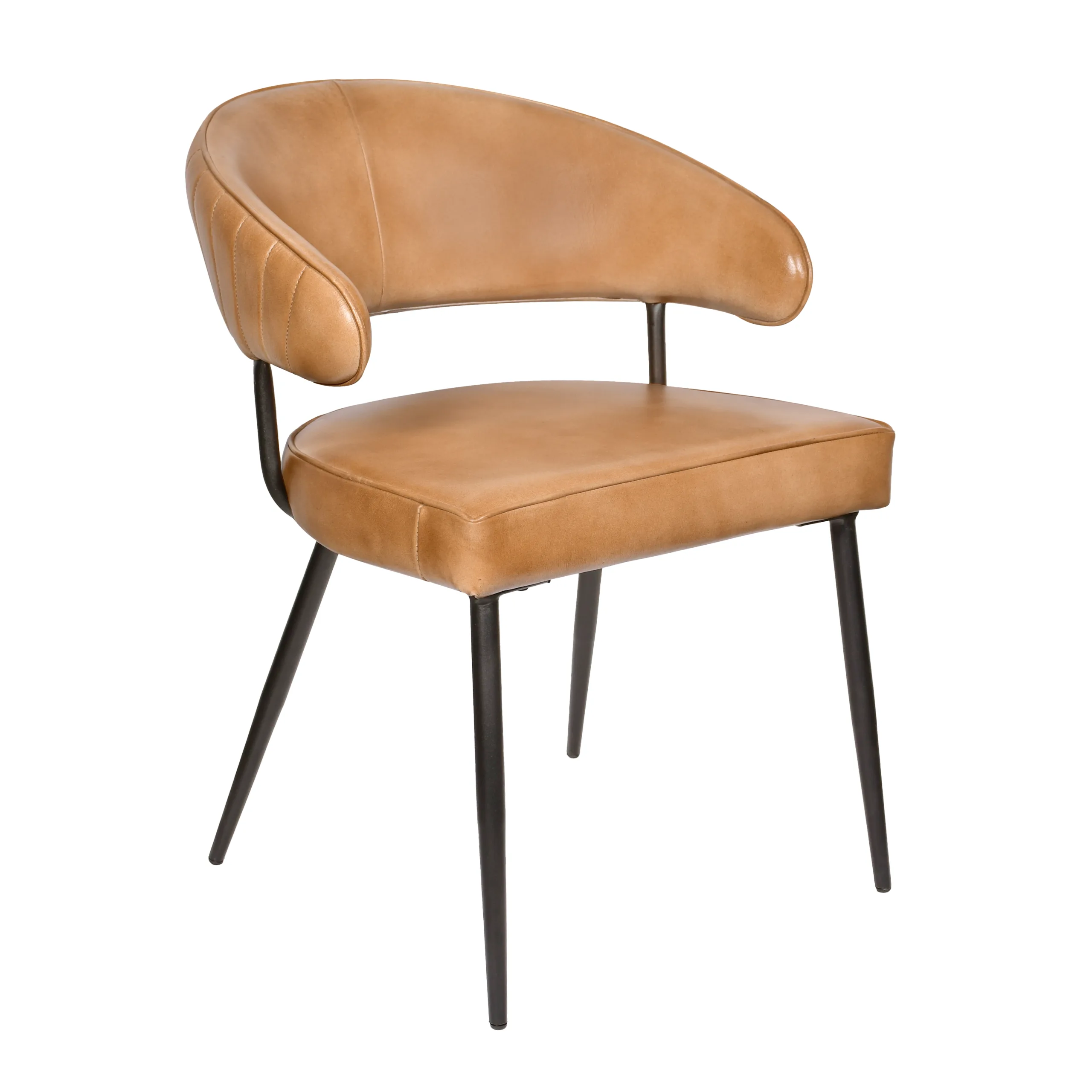 Barbara Leather Dining Chair 2-Piece Set - Caramel - Image 2