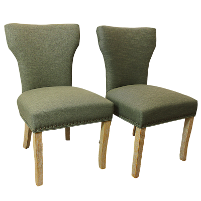 Howell Linen Side Chair 2-Piece Set - Green