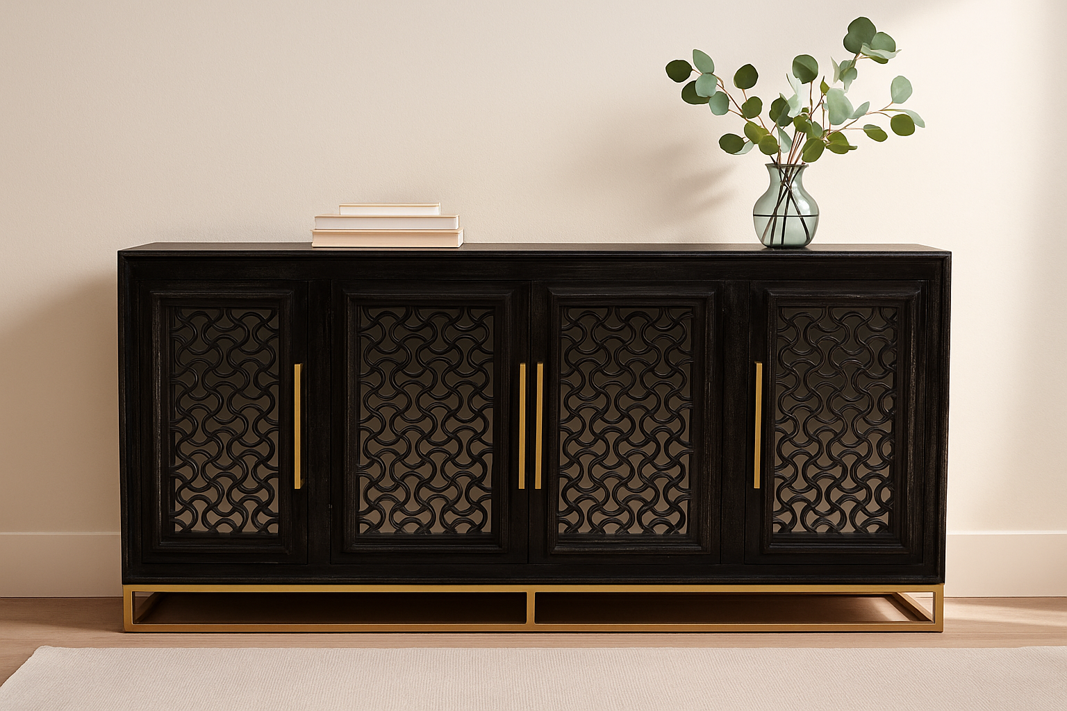 Javier 4-Door Sideboard - Antique Black - Image 2
