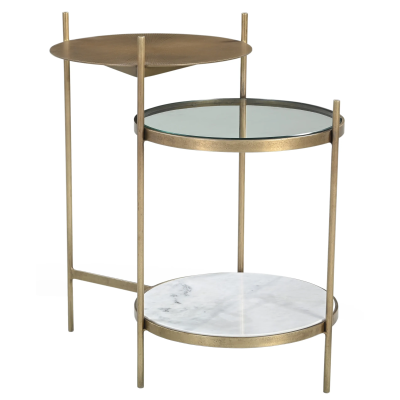 Levy Iron Side Table - Marble and Brass