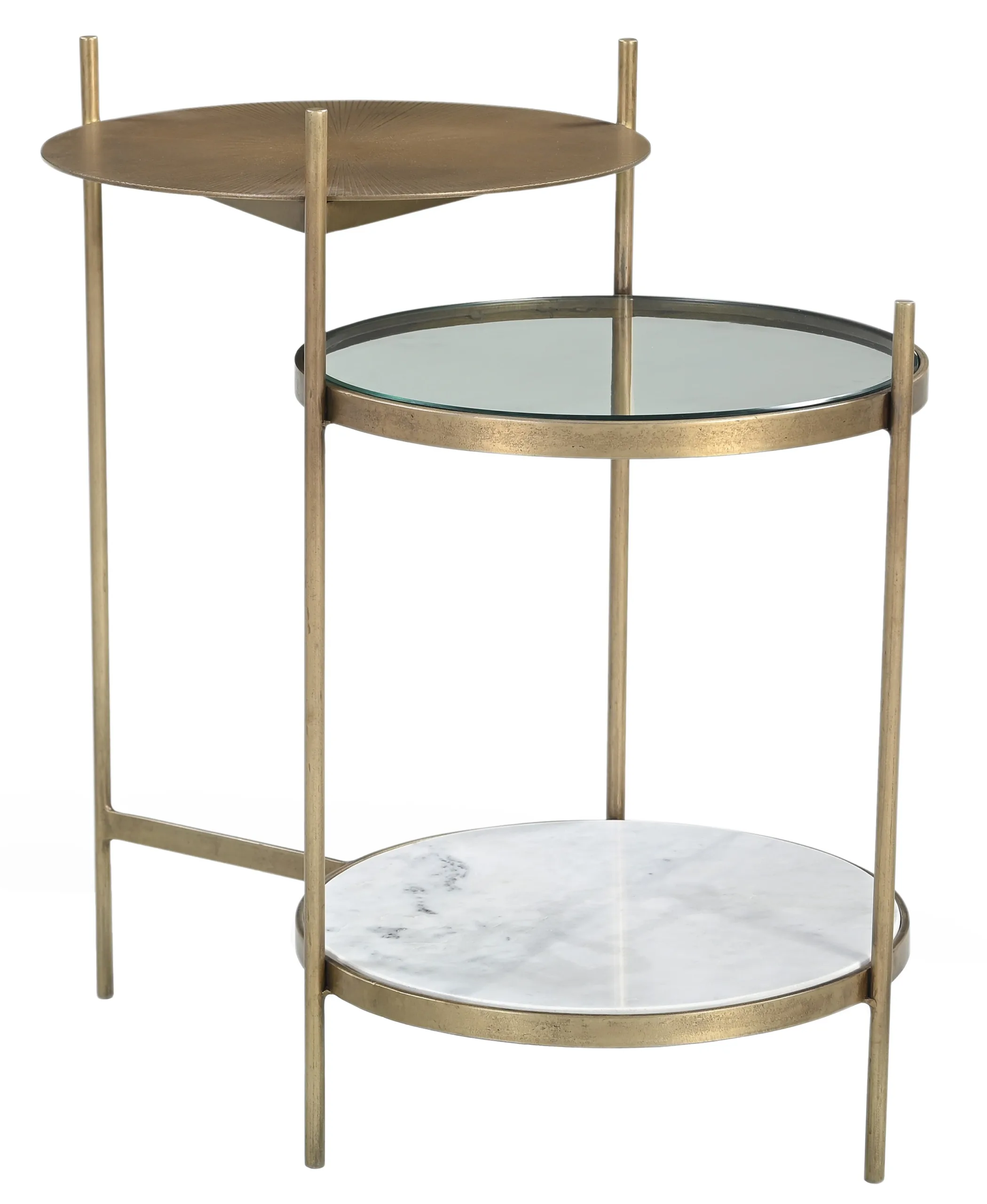 Levy Iron Side Table - Marble and Brass
