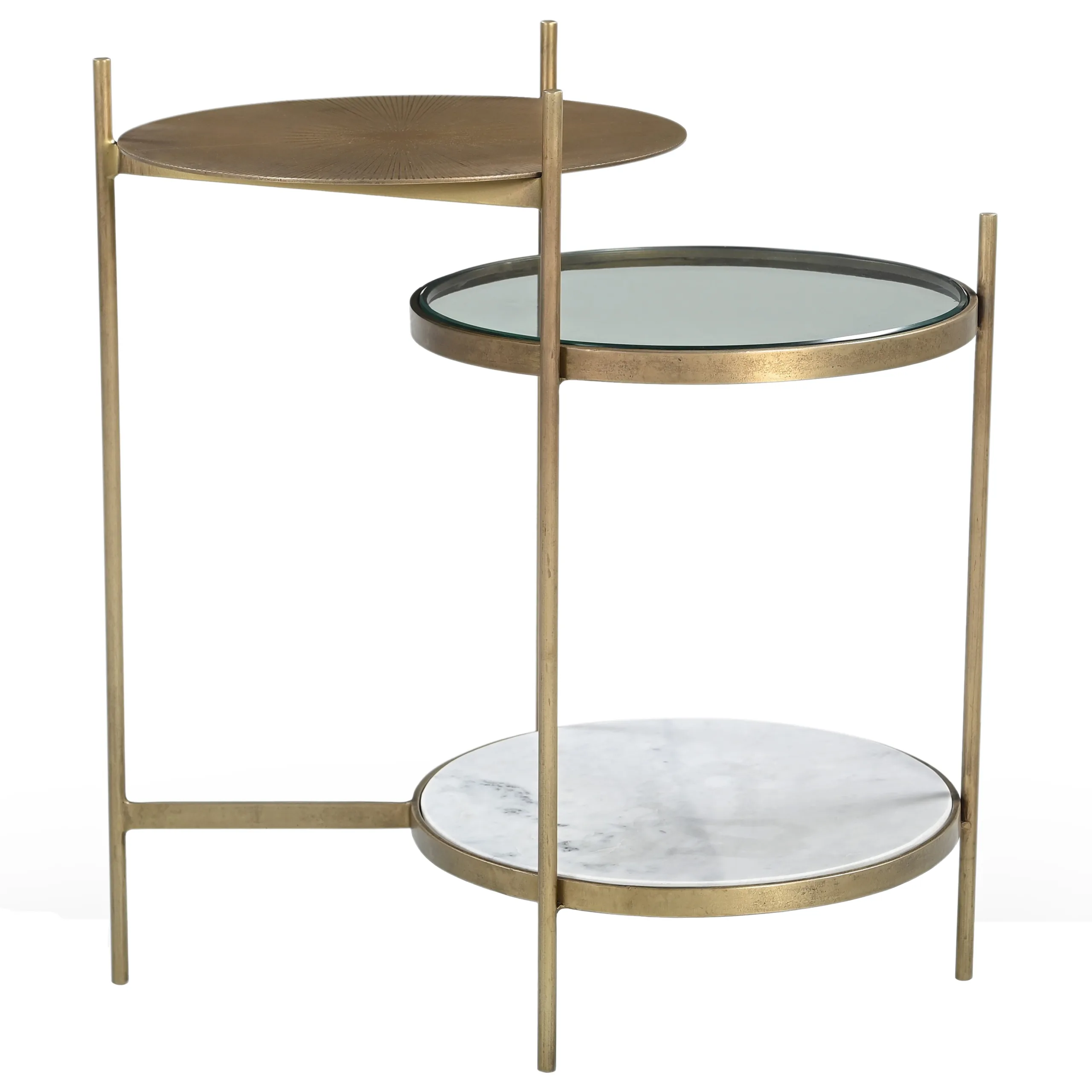 Levy Iron Side Table - Marble and Brass - Image 2