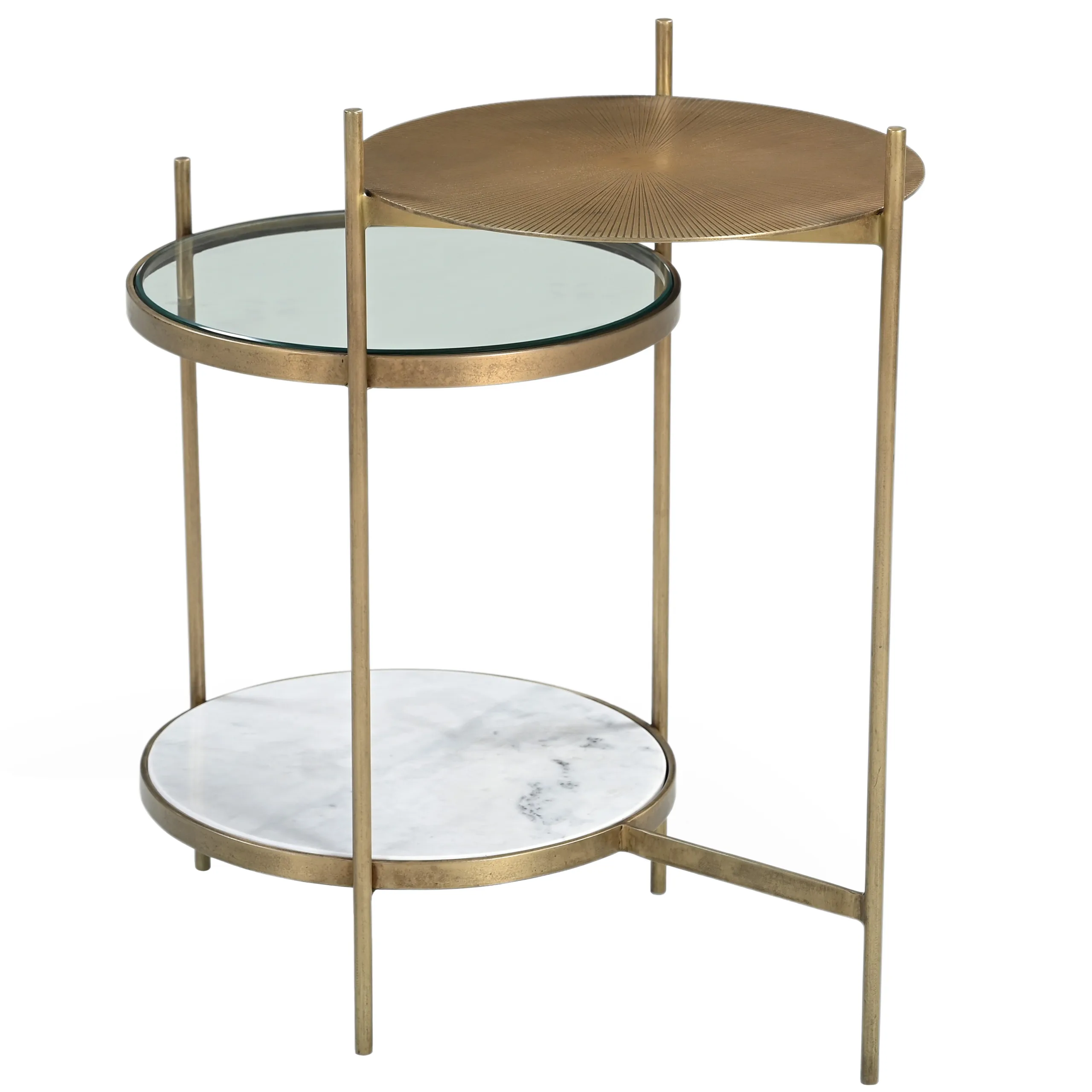 Levy Iron Side Table - Marble and Brass - Image 3