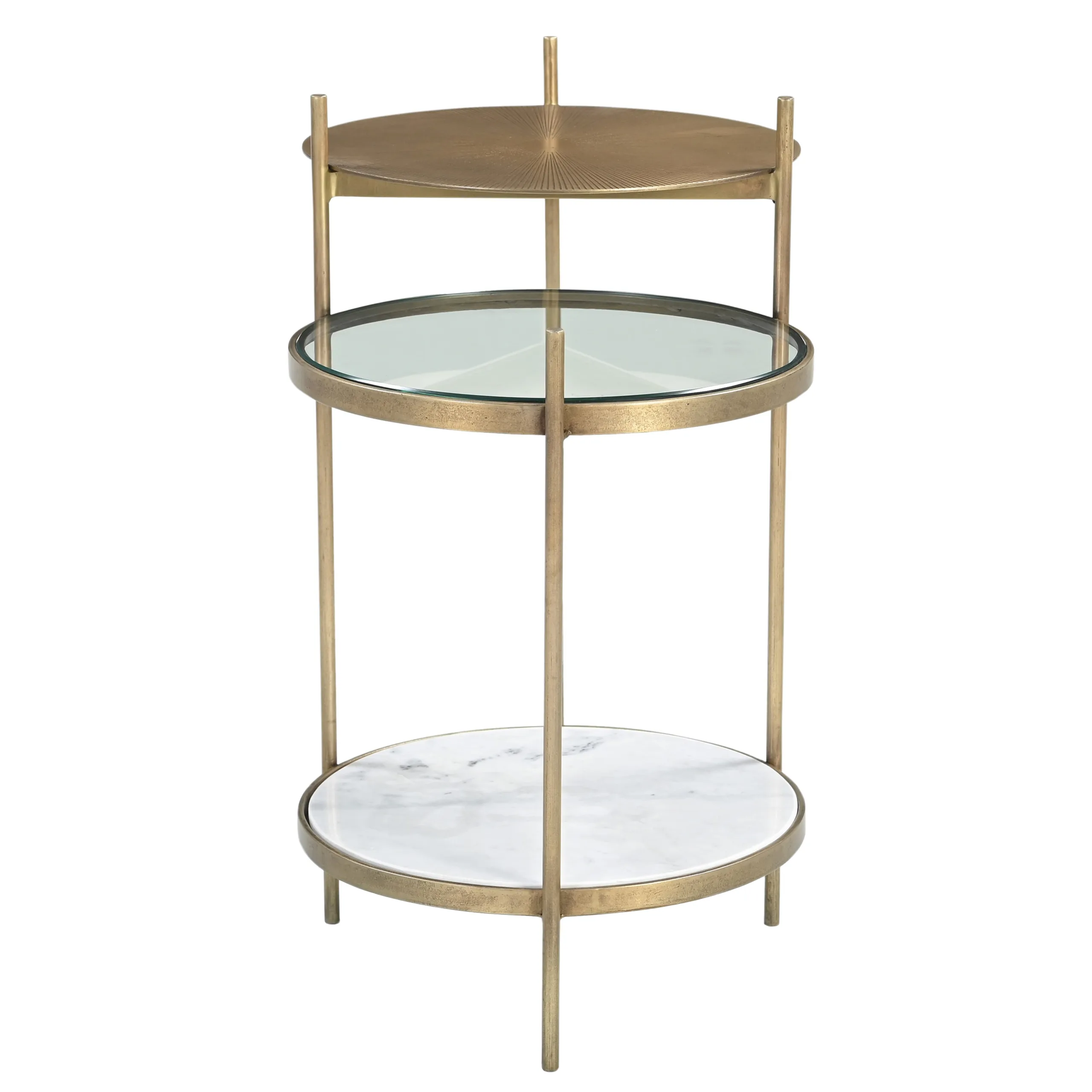 Levy Iron Side Table - Marble and Brass - Image 4