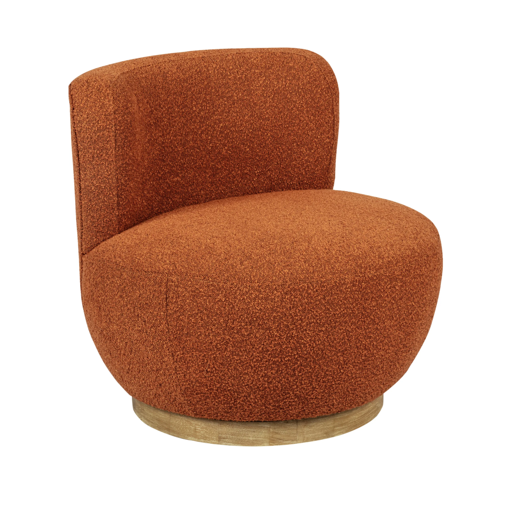 Mandy Occasional Swivel Chair - Rust Boucle 