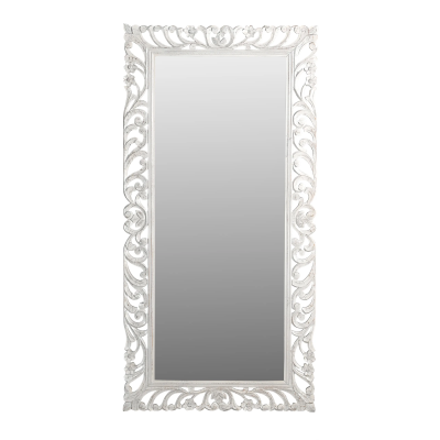 Myra Handcarved Mirror - Distressed White