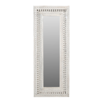 Anita Handcarved Mirror - Distressed White