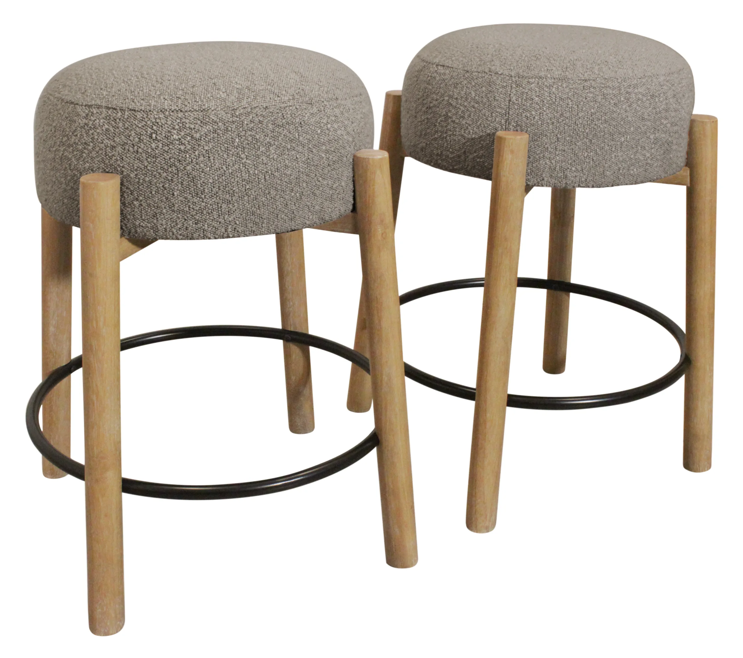 Nandy Counter Stool 2-Piece Set - Silver Boucle