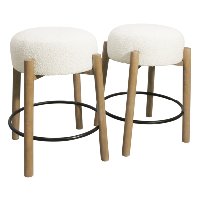 Nandy Counter Stool 2-Piece Set - Ivory Boucle