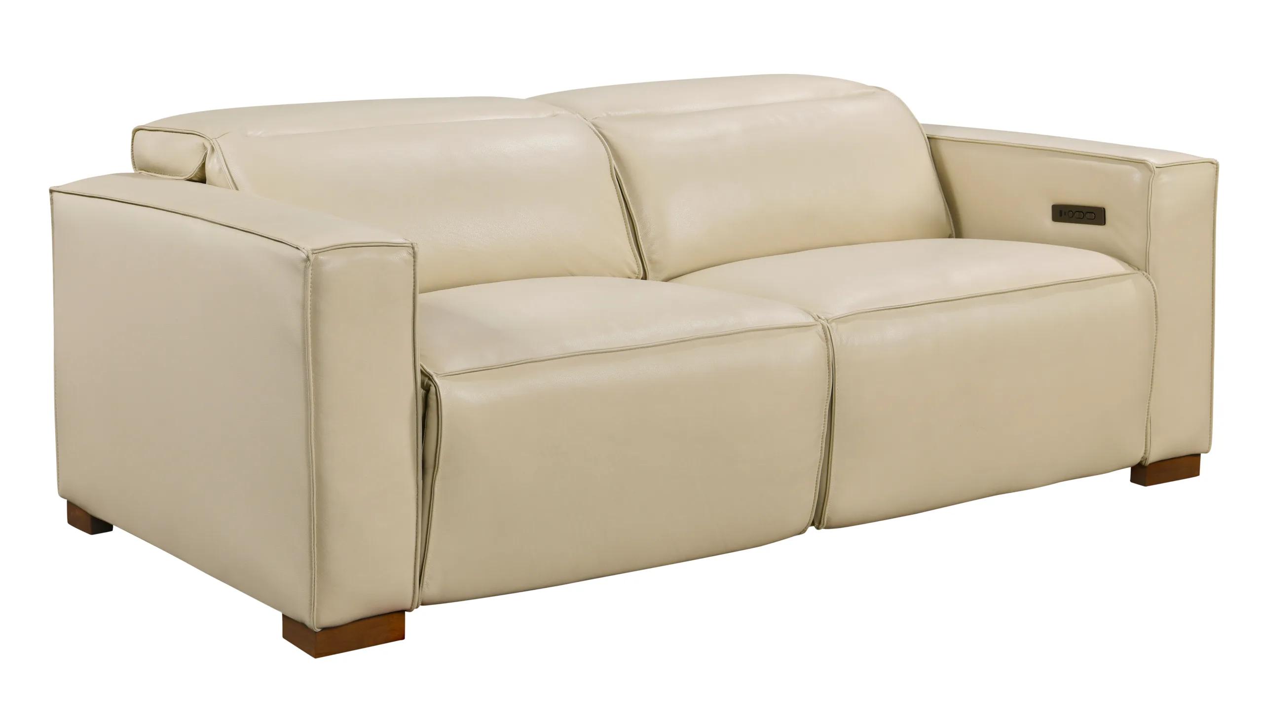Lincolnshire Reclining Sofa - Beige with Spice Tan Legs - Image 2