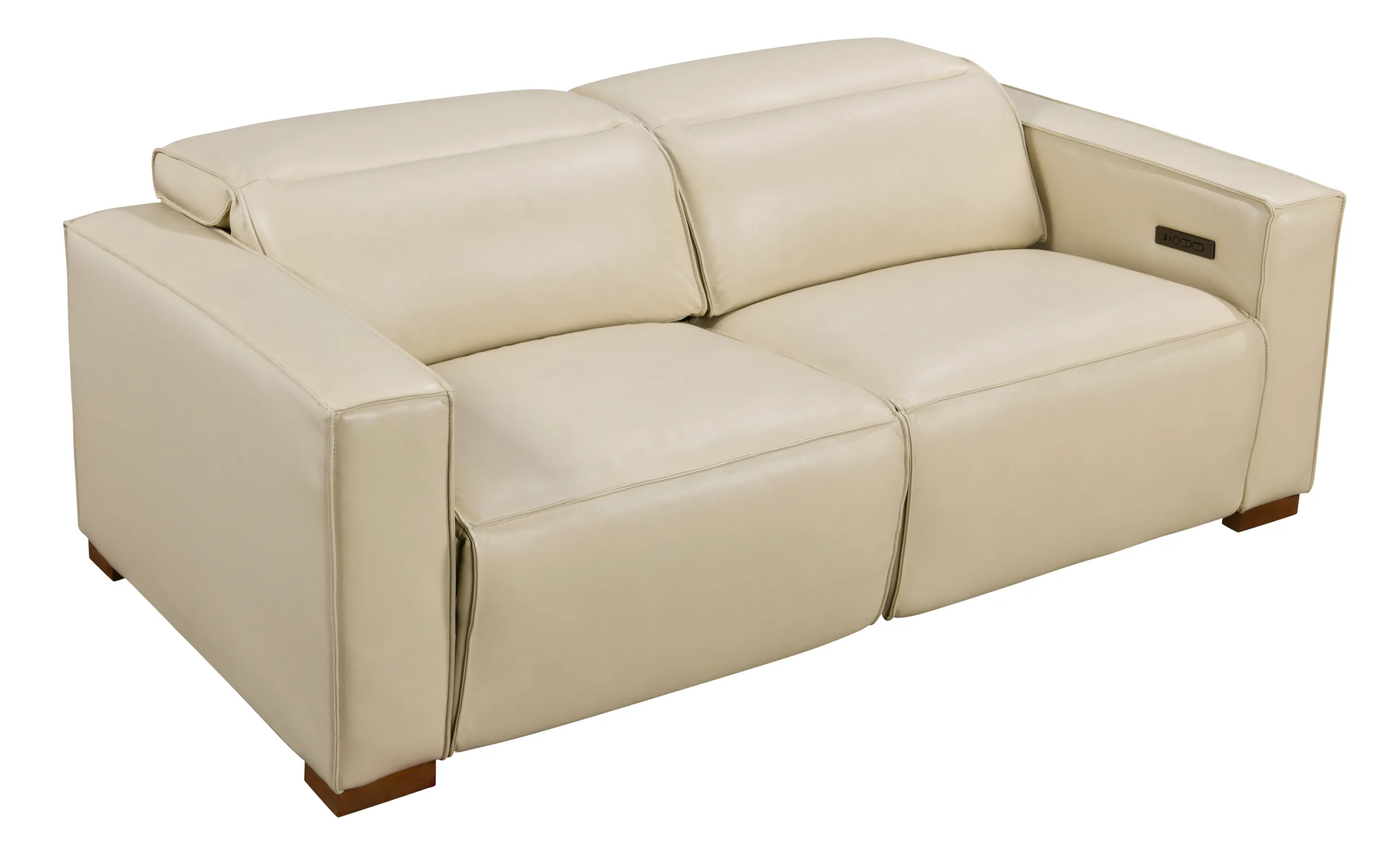 Lincolnshire Reclining Sofa - Beige with Spice Tan Legs - Image 6