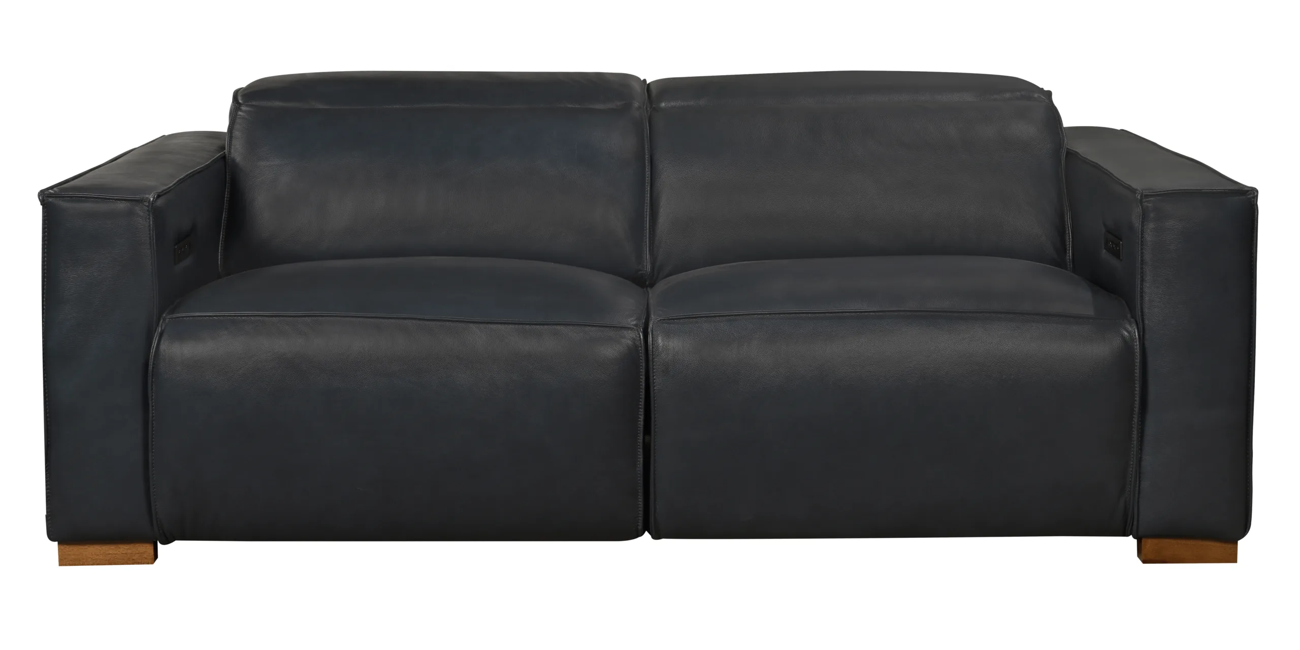 Lincolnshire Reclining Sofa - Blue with Spice Tan Legs