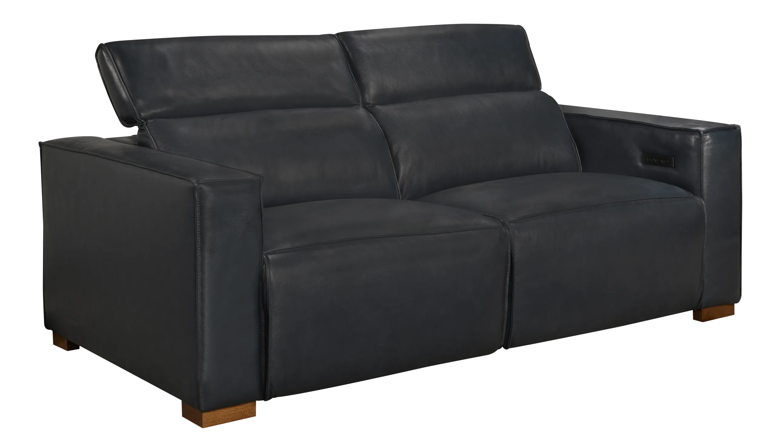 Lincolnshire Reclining Sofa - Blue with Spice Tan Legs - Image 4
