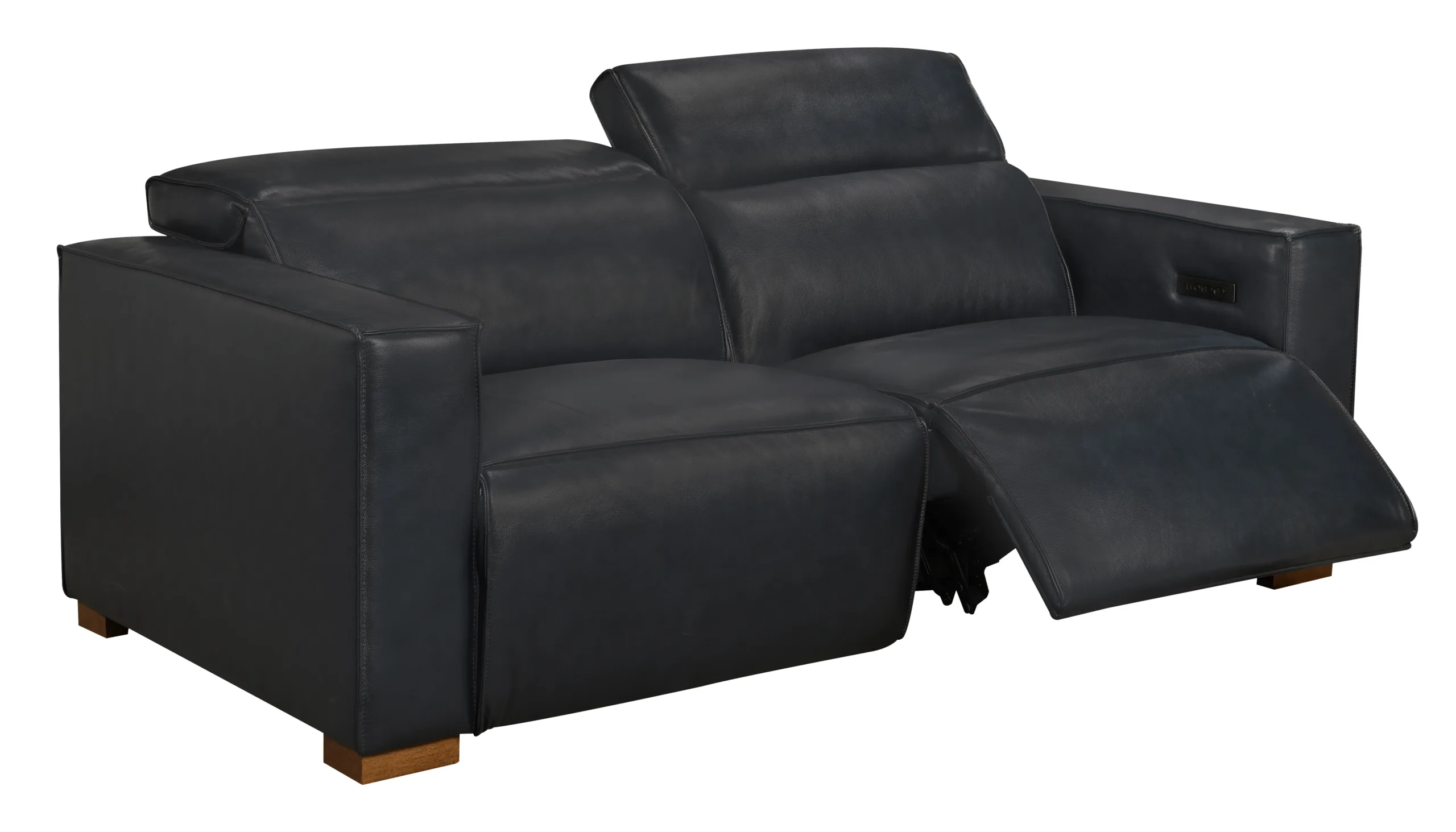 Lincolnshire Reclining Sofa - Blue with Spice Tan Legs - Image 5