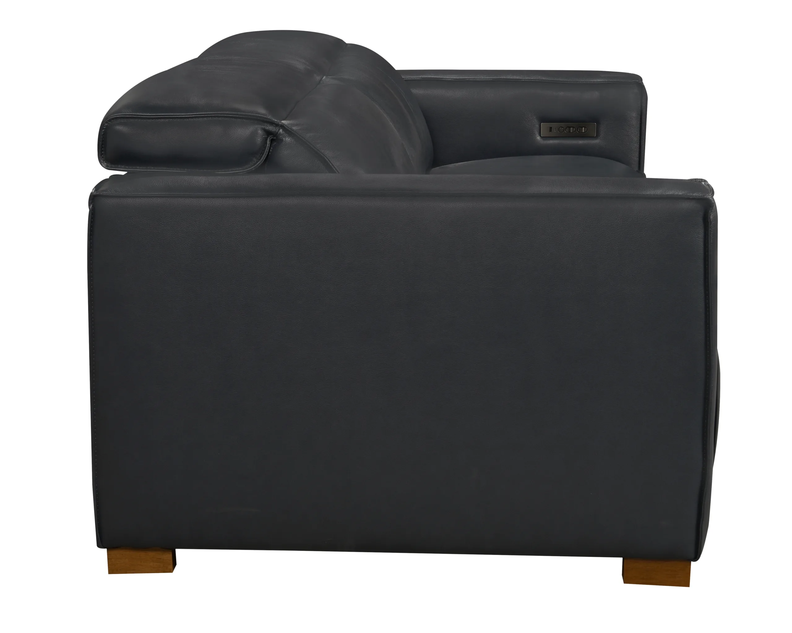 Lincolnshire Reclining Sofa - Blue with Spice Tan Legs - Image 7