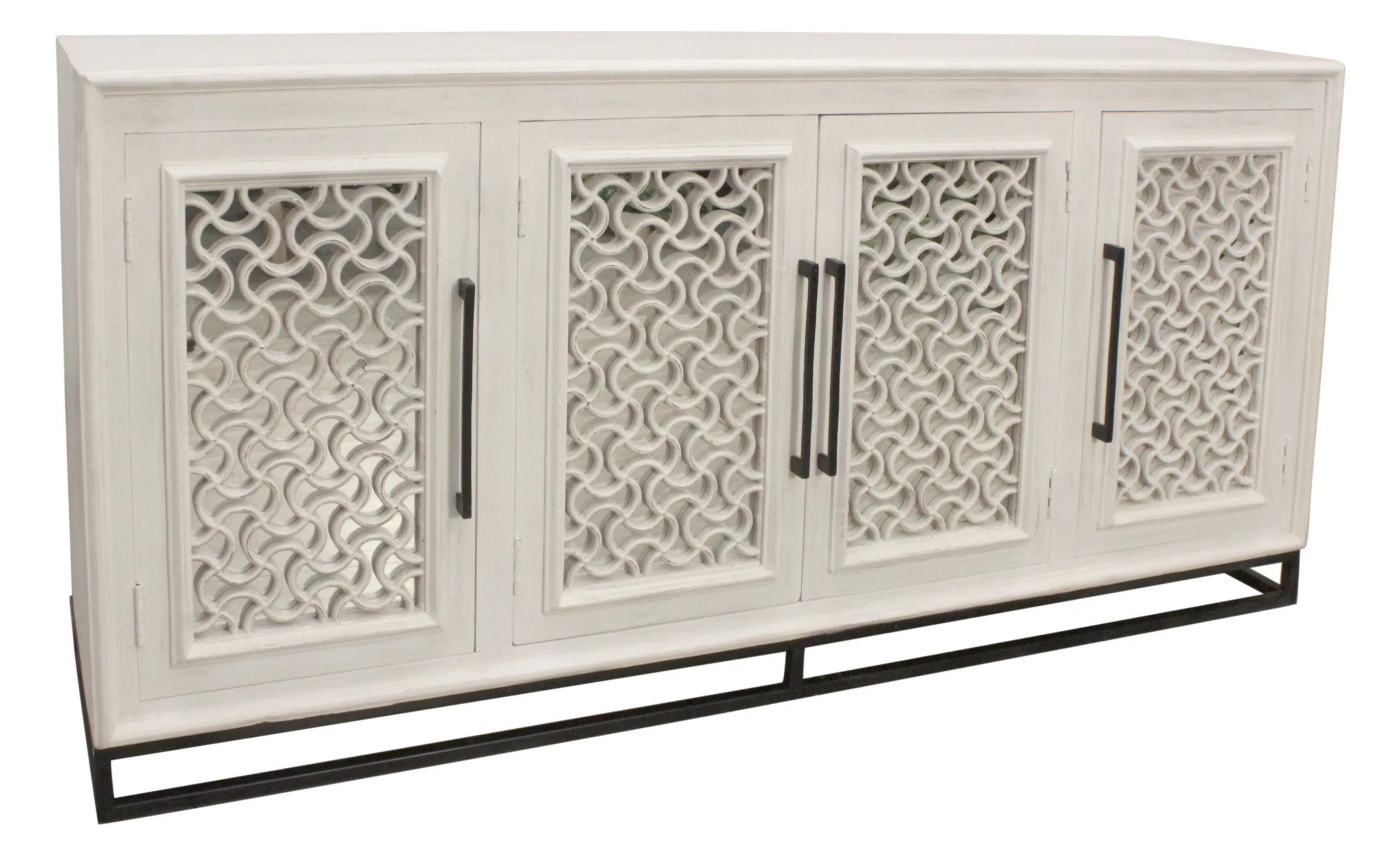 Javier 4-Door Sideboard - Distressed White - Image 3