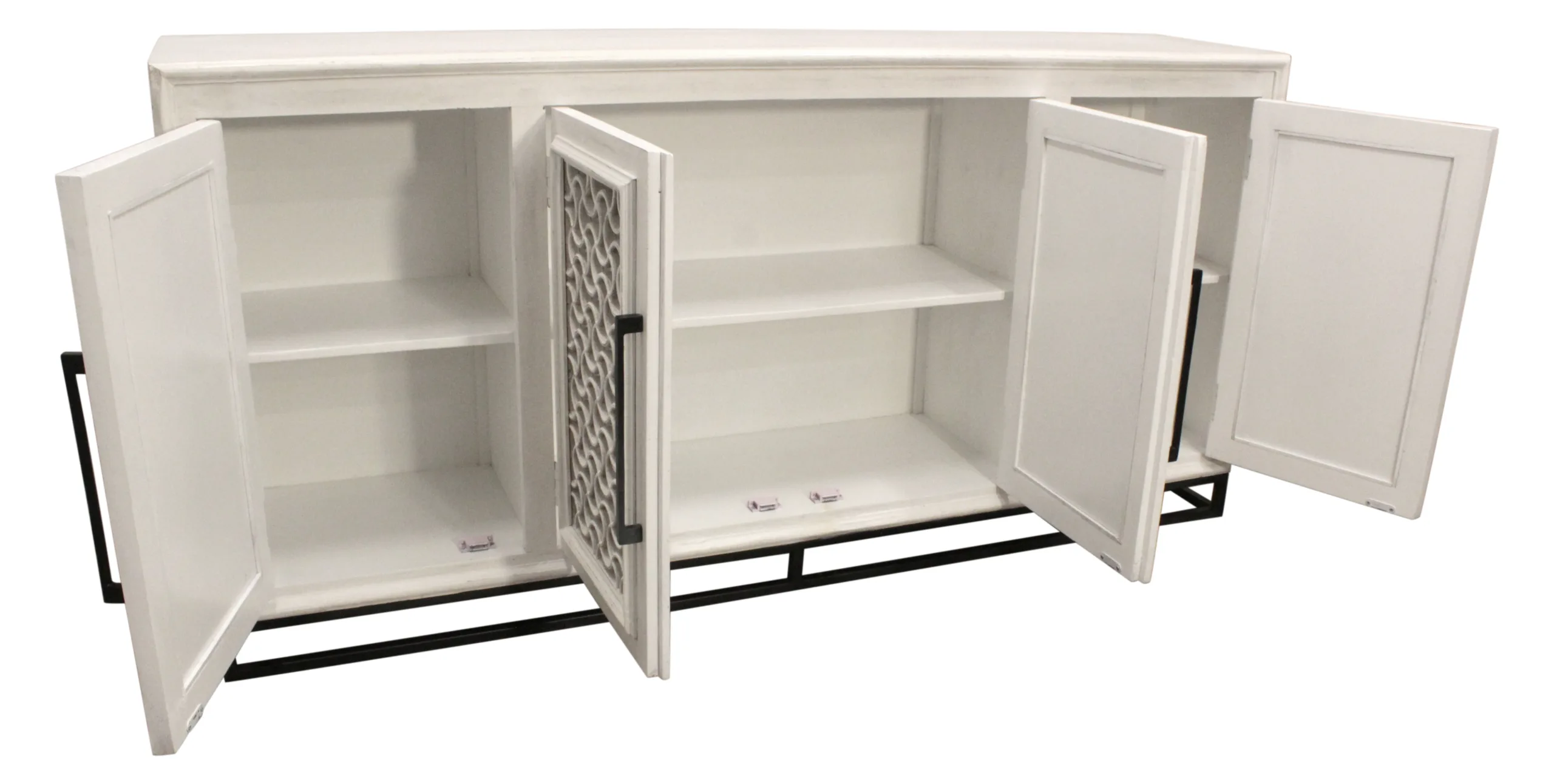 Javier 4-Door Sideboard - Distressed White - Image 5