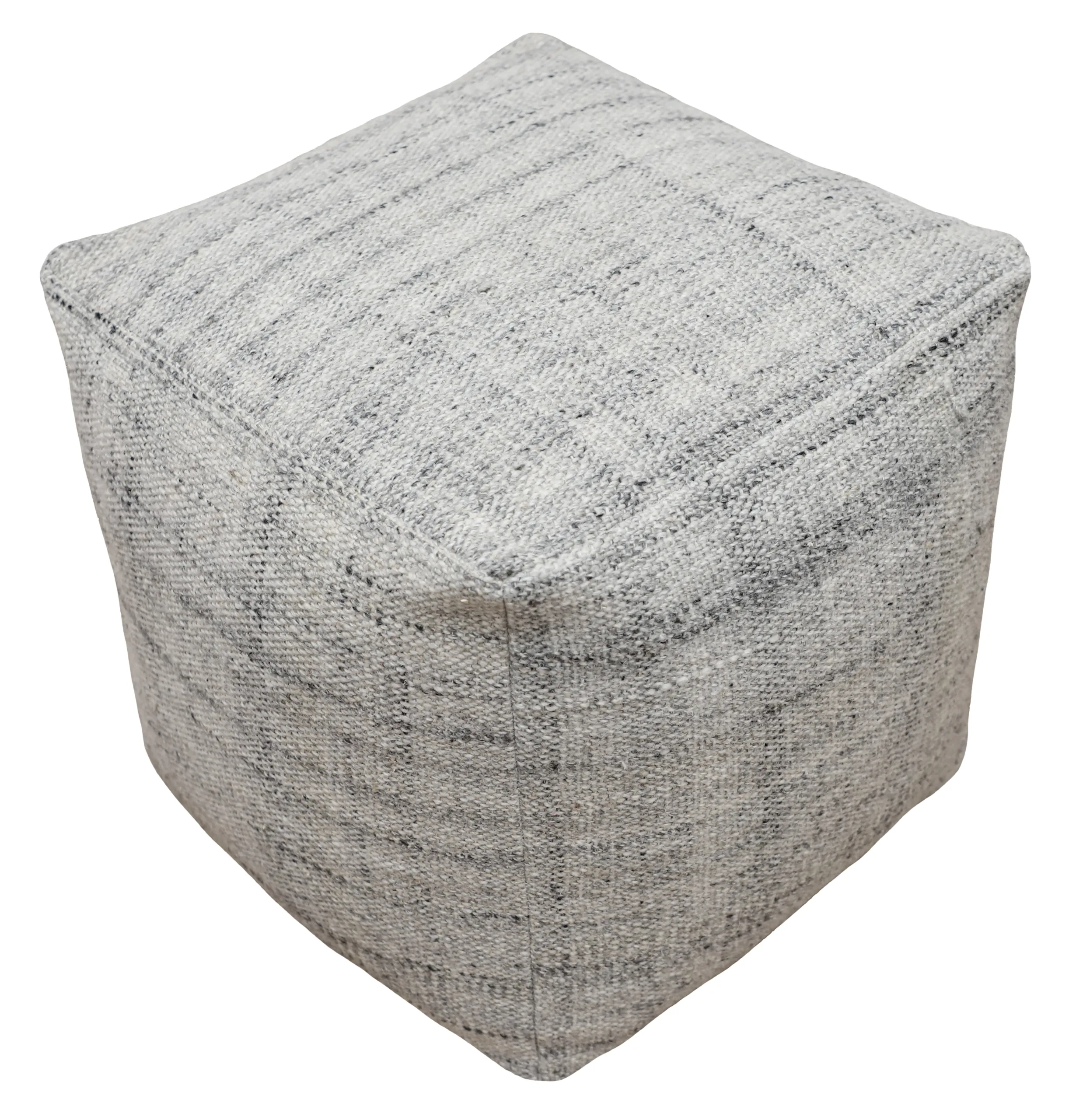 Raj Wool Pouf - Salt and Pepper - Image 3