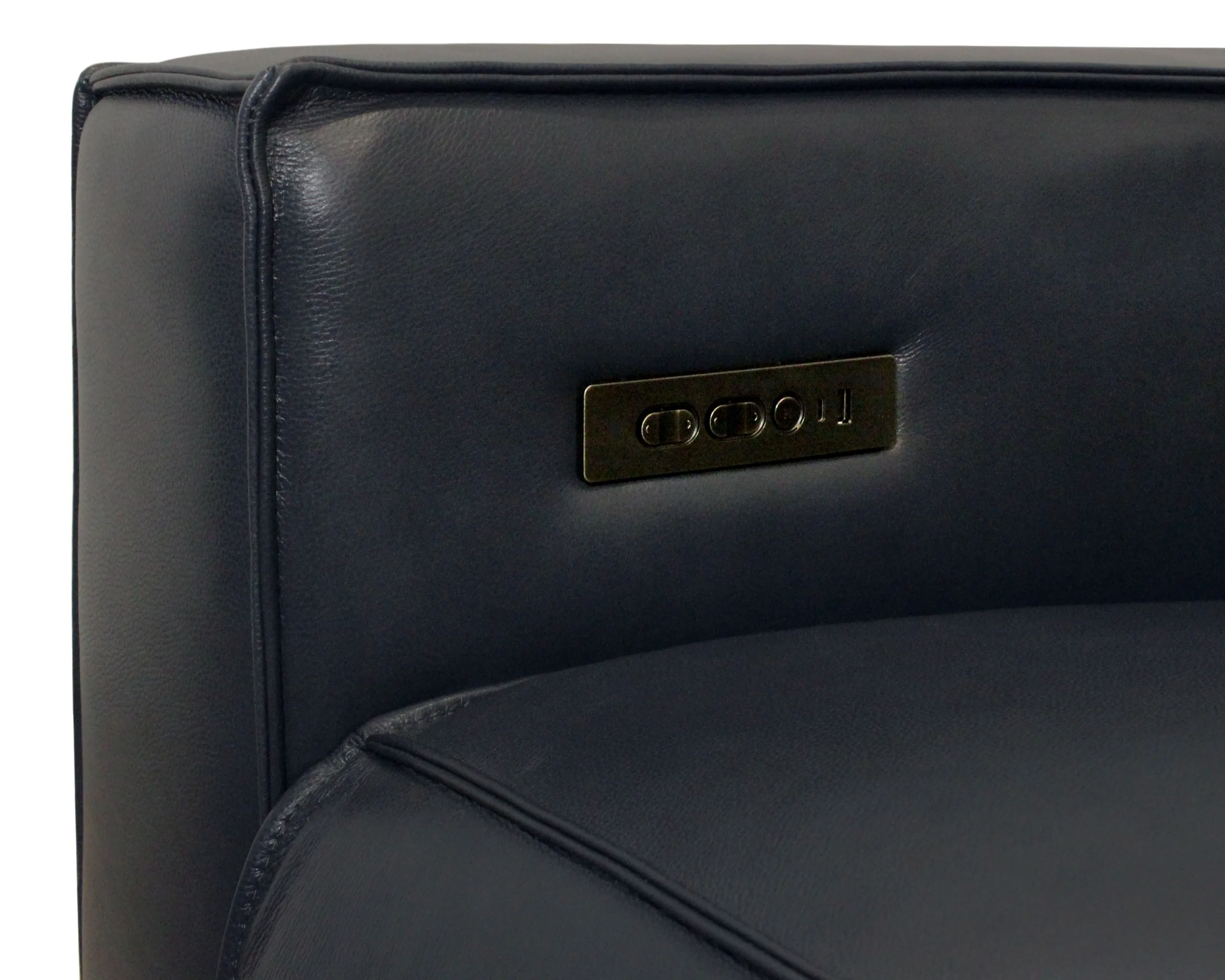 Lincolnshire Reclining Sofa - Blue with Spice Tan Legs - Image 8