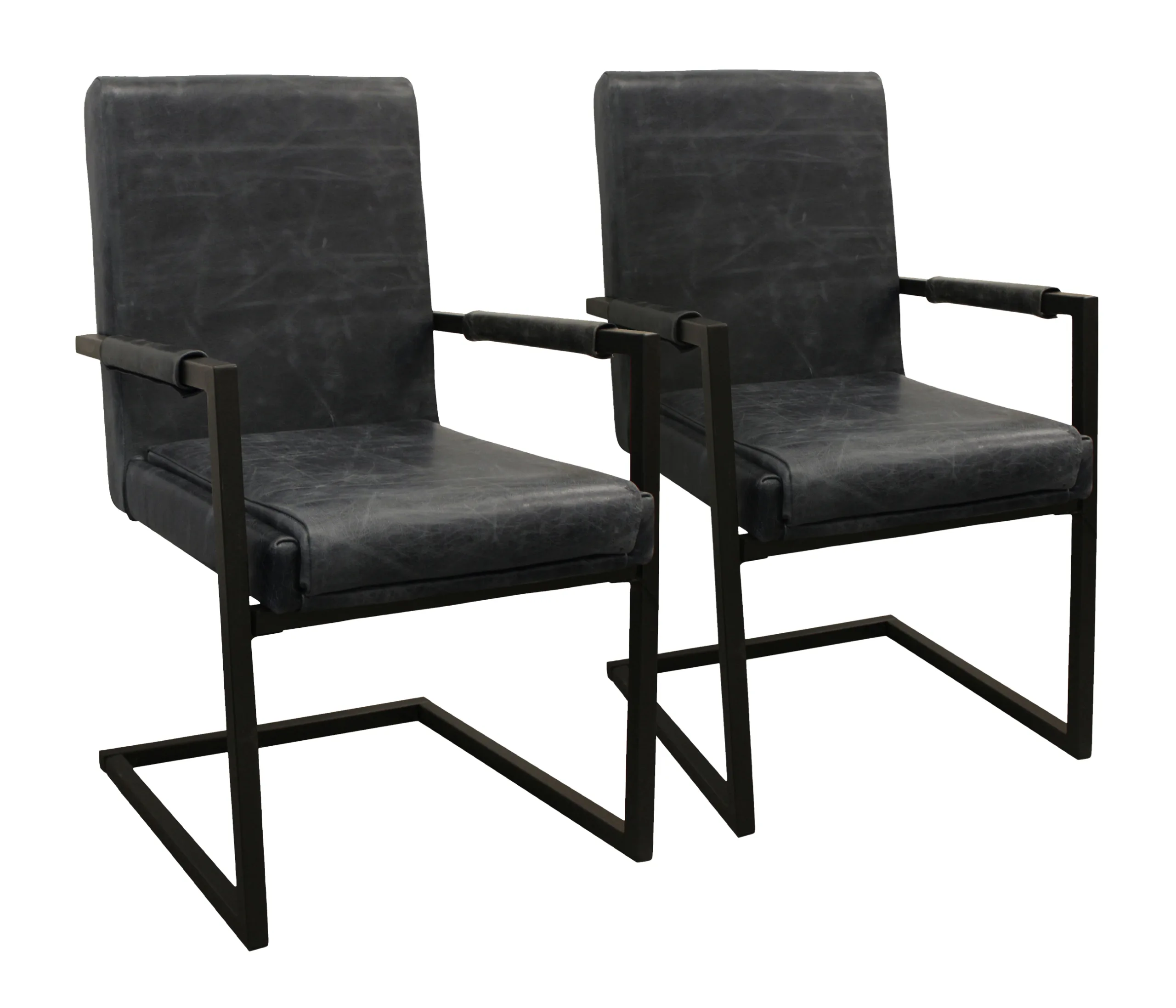 Lloyd Leather Arm Chair 2-Piece Set - Antique Black