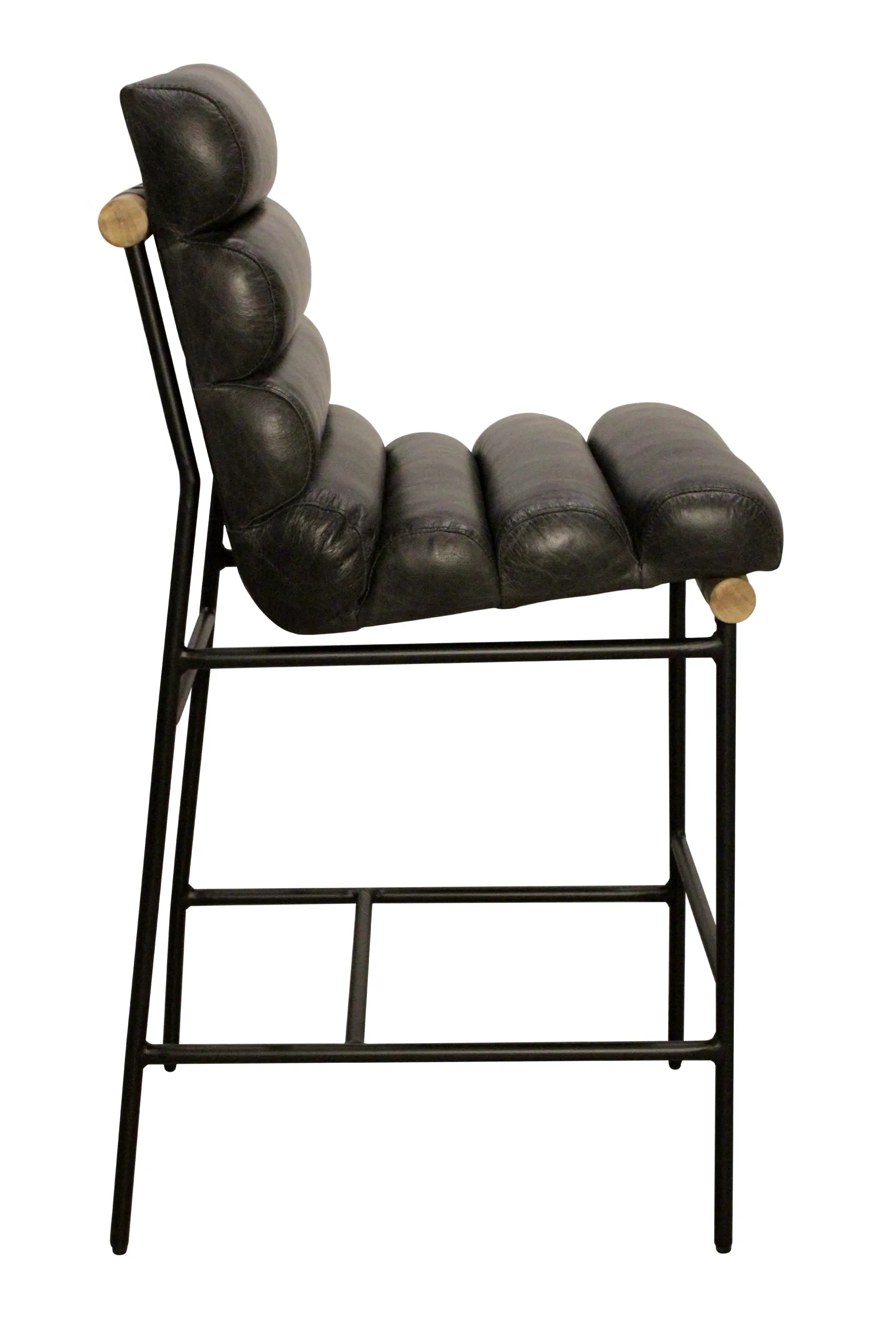Lee Leather Bar Stool - Antique Black - Image 3