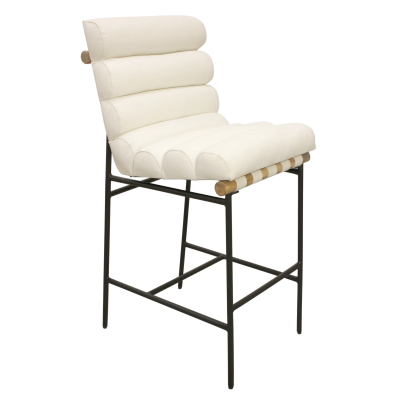 Lee Leather Bar Stool - Ivory
