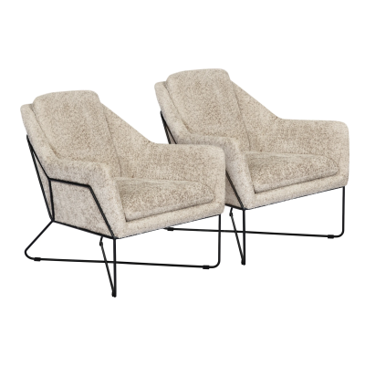 Edith Lounge Chair 2-Piece Set - Beige Boucle