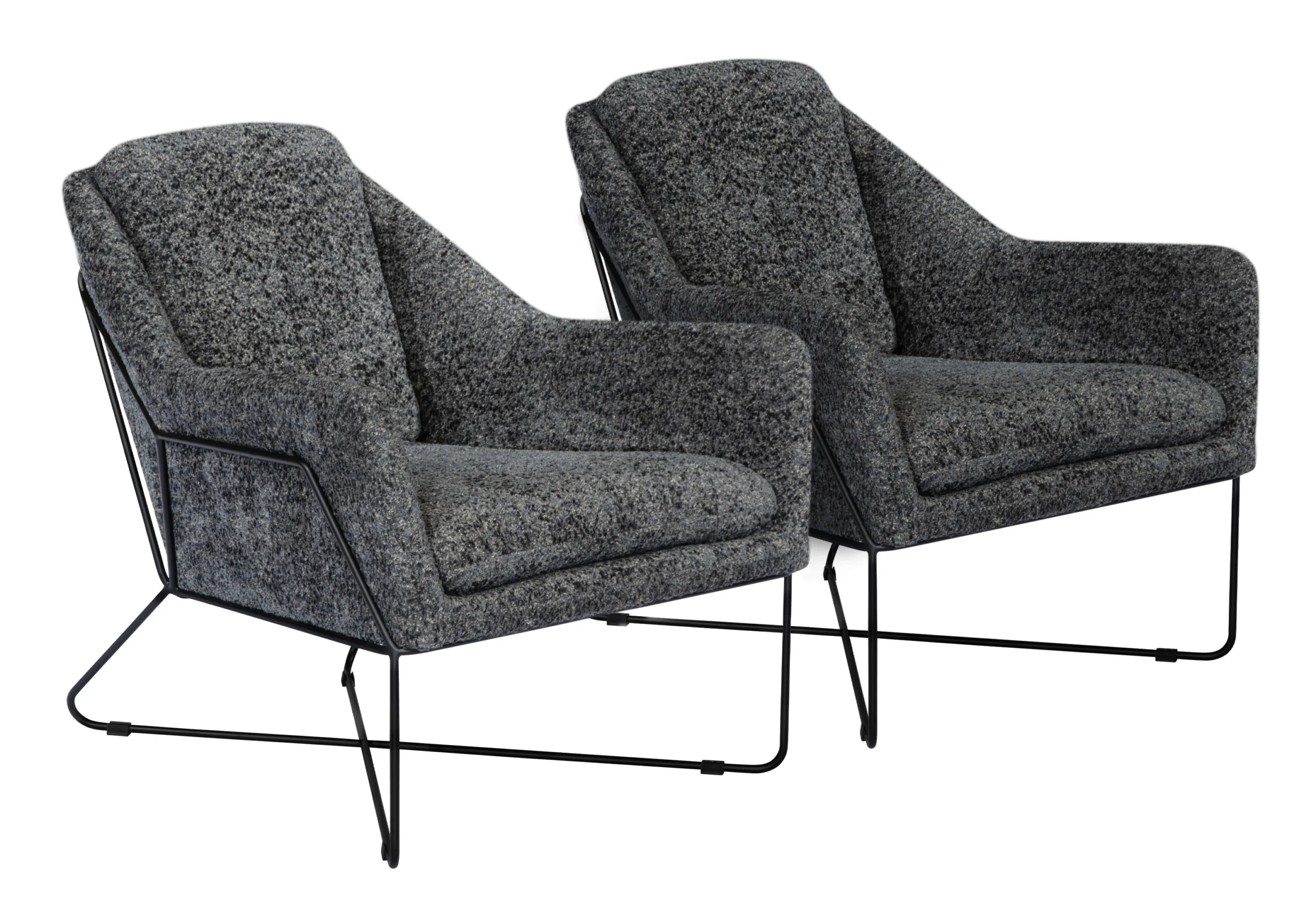 Edith Lounge Chair 2-Piece Set - Charcoal Blue Boucle