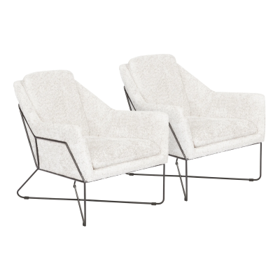 Edith Lounge Chair 2-Piece Set - Ivory Boucle