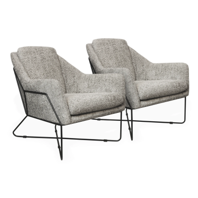 Edith Lounge Chair 2-Piece Set - Silver Boucle