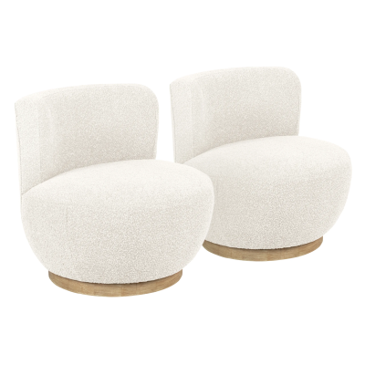 Mandy Occasional Swivel Chair 2-Piece Set - Ivory Boucle