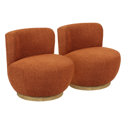 Mandy Occasional Swivel Chair 2-Piece Set - Rust Boucle