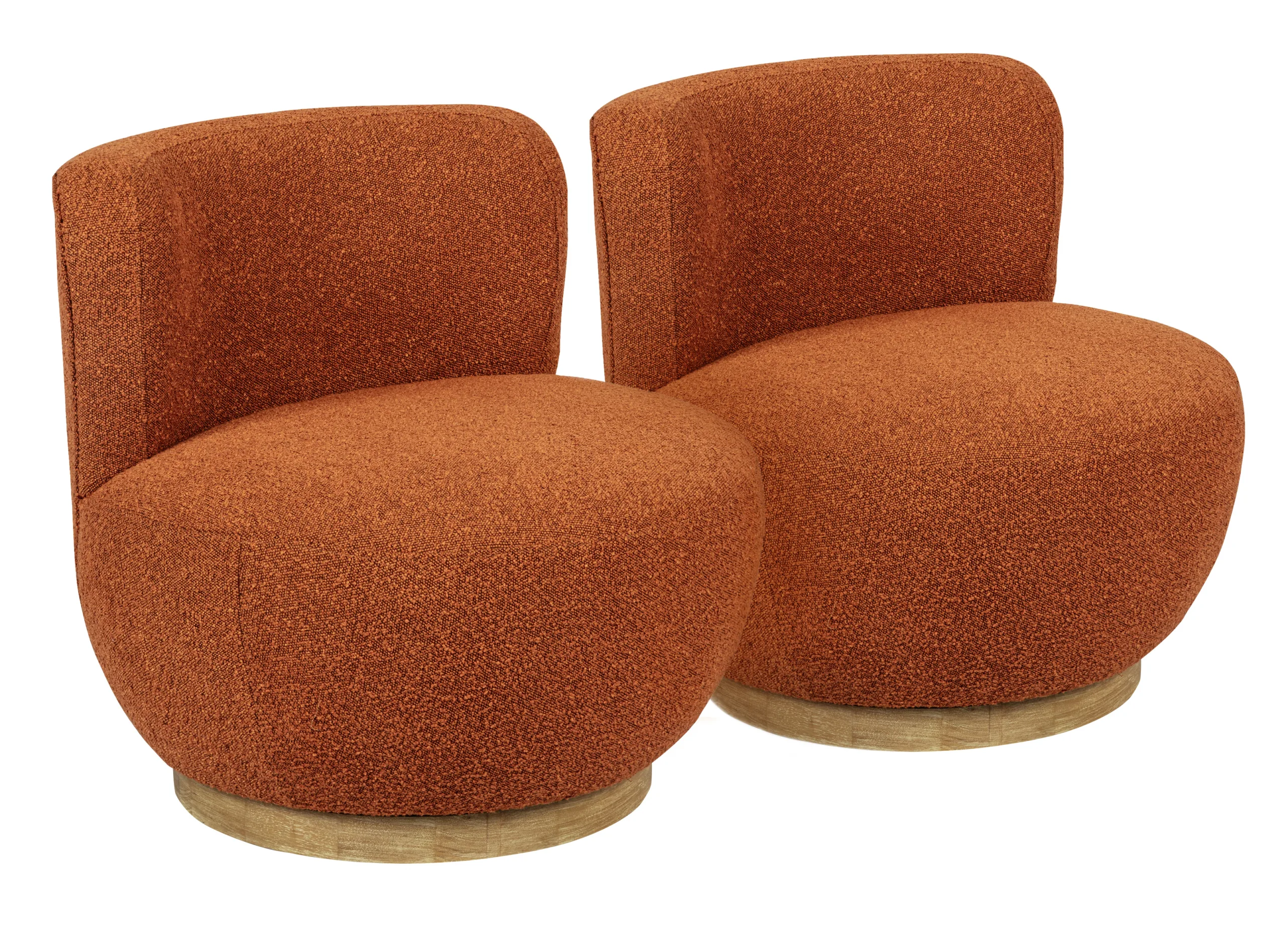 Mandy Occasional Swivel Chair 2-Piece Set - Rust Boucle