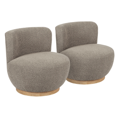 Mandy Occasional Swivel Chair 2-Piece Set - Silver Boucle